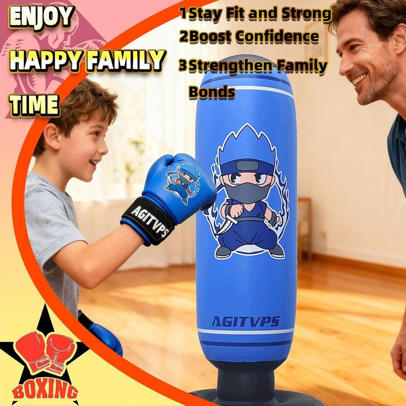 AGITVPS Inflatable Punching Bag Set, 66" Punching Bag for Boys & Girls Aged 8-12 with Kids Boxing Gloves, Super Air Pump | Suitable for Children's Daily Exercise, Happy Family Time - Image 4